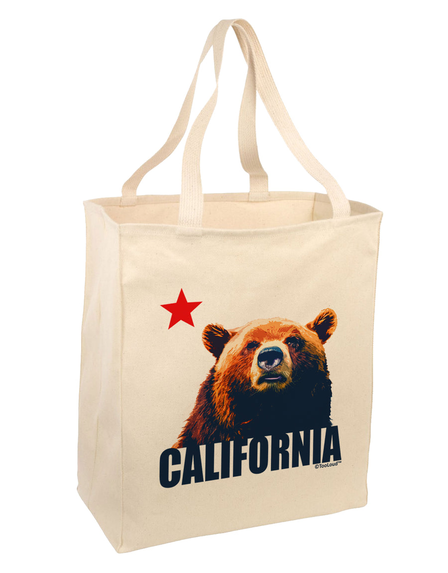 California Republic Design - Grizzly Bear and Star Large Grocery Tote Bag by TooLoud-Grocery Tote-TooLoud-Natural-Large-Davson Sales