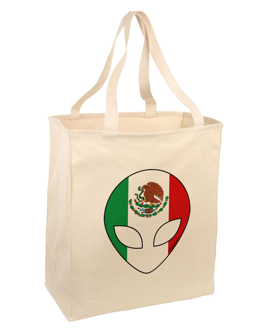 Mexican Flag Extraterrestrial Large Grocery Tote Bag by TooLoud-Grocery Tote-TooLoud-Natural-Large-Davson Sales