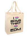 I Heart Boys That Heart EDM Large Grocery Tote Bag-Grocery Tote-TooLoud-Natural-Large-Davson Sales