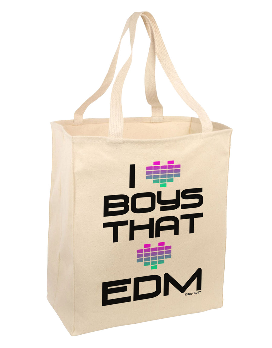 I Heart Boys That Heart EDM Large Grocery Tote Bag-Grocery Tote-TooLoud-Natural-Large-Davson Sales