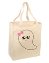 Cute Girl Ghost Halloween Large Grocery Tote Bag-Grocery Tote-TooLoud-Natural-Large-Davson Sales