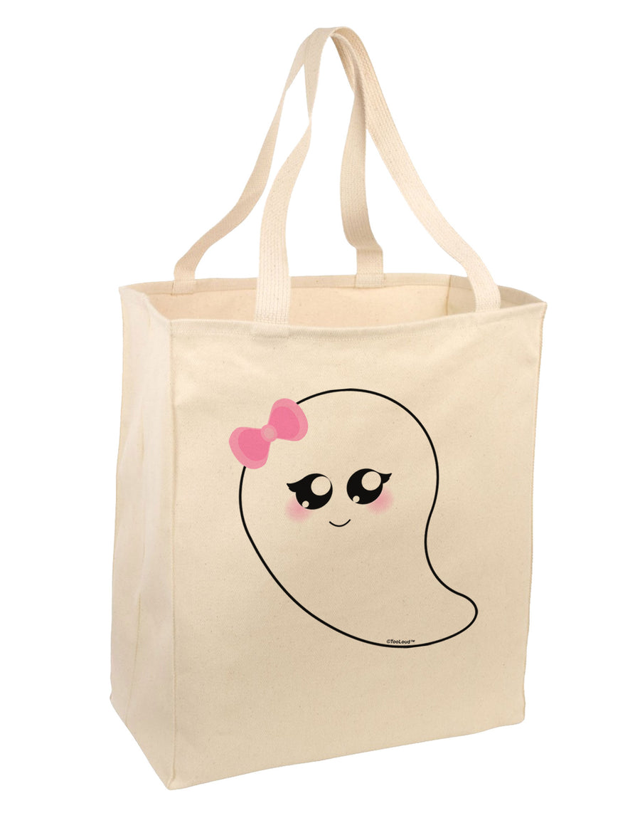 Cute Girl Ghost Halloween Large Grocery Tote Bag-Grocery Tote-TooLoud-Natural-Large-Davson Sales