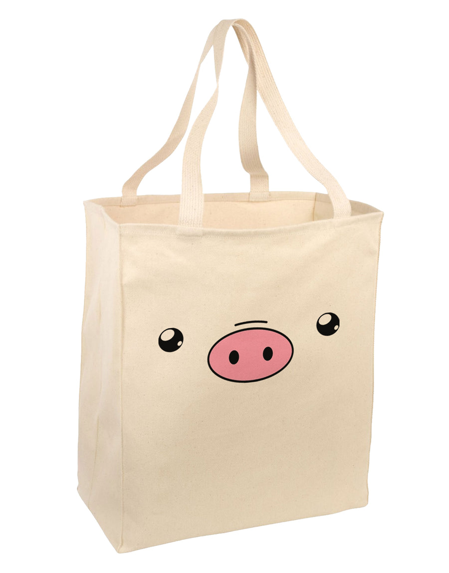 Kyu-T Face - Oinkz the Pig Large Grocery Tote Bag-Grocery Tote-TooLoud-Natural-Large-Davson Sales