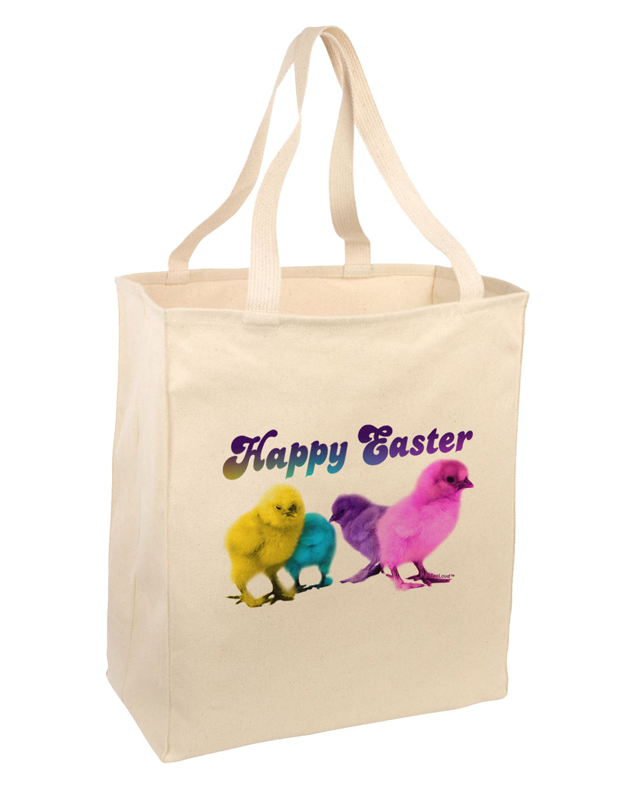 Happy Easter Peepers Large Grocery Tote Bag-Natural-Grocery Tote-TooLoud-Natural-Large-Davson Sales