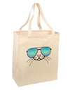 Kyu-T Face - Tiny Cool Sunglasses Large Grocery Tote Bag-Grocery Tote-TooLoud-Natural-Large-Davson Sales