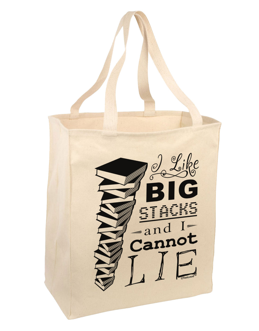 I Like Big Stacks -of books- Large Grocery Tote Bag-Natural-Grocery Tote-TooLoud-Natural-Large-Davson Sales