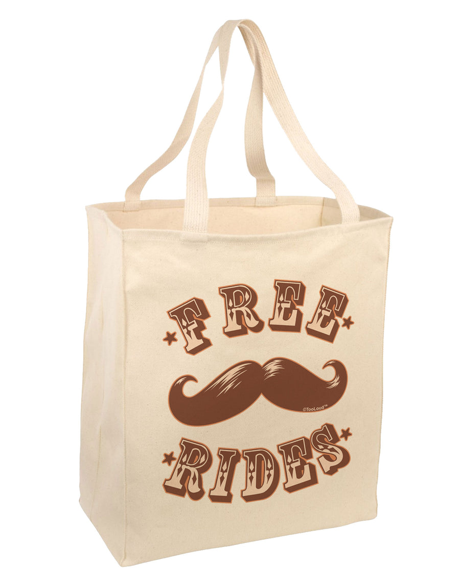 Free Mustache Rides Large Grocery Tote Bag-Grocery Tote-TooLoud-Natural-Large-Davson Sales