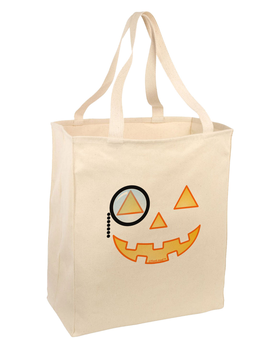 Monocle Jack-o-Lantern Color Large Grocery Tote Bag-Grocery Tote-TooLoud-Natural-Large-Davson Sales