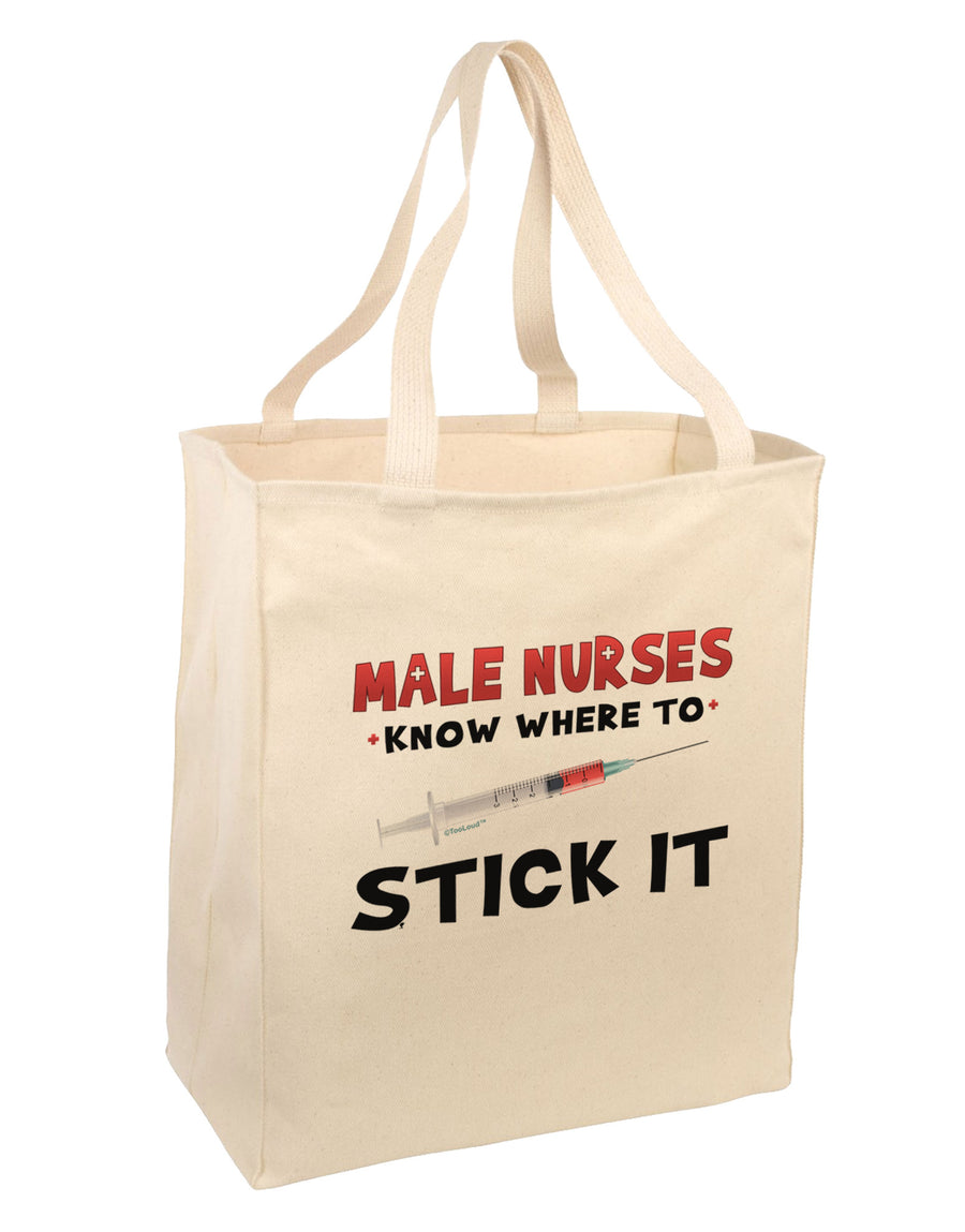 Male Nurses - Stick It Large Grocery Tote Bag-Grocery Tote-TooLoud-Natural-Large-Davson Sales