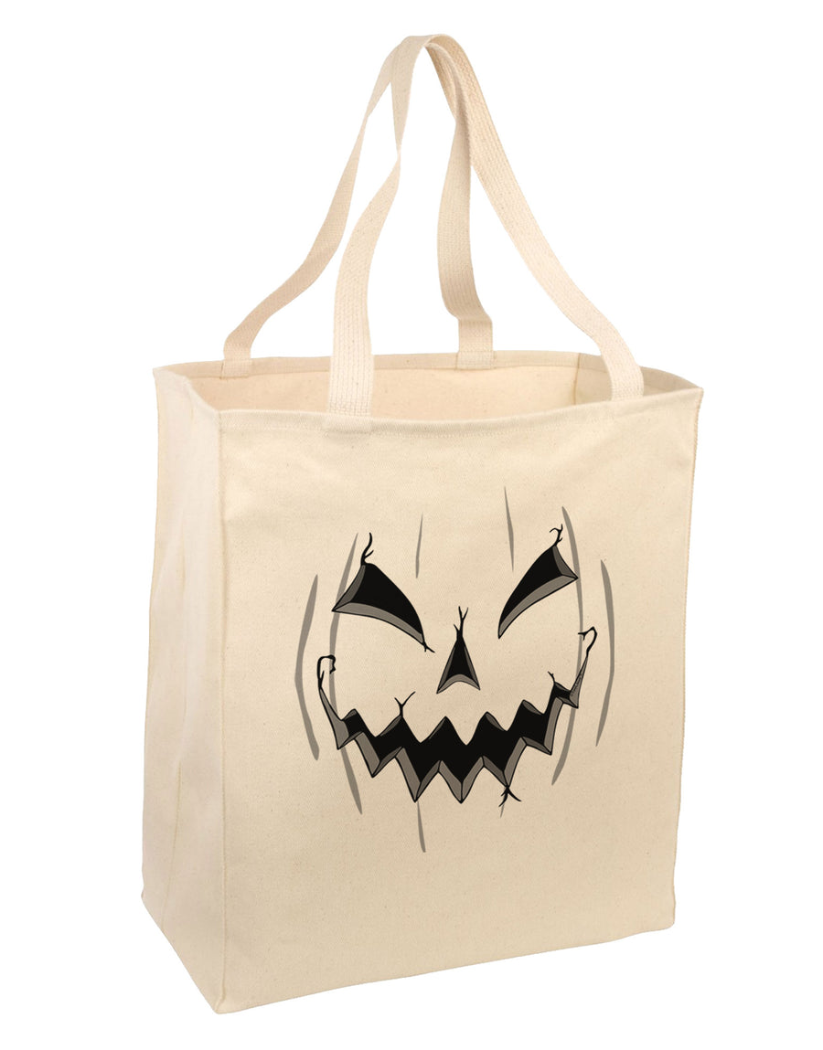 Halloween Scary Evil Jack O Lantern Pumpkin Large Grocery Tote Bag-Grocery Tote-TooLoud-Natural-Large-Davson Sales