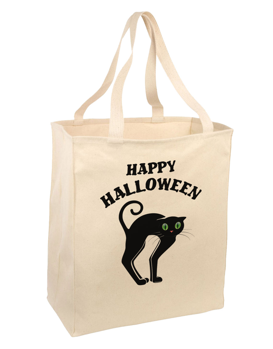 Happy Halloween Cute Black Cat Halloween Large Grocery Tote Bag-Grocery Tote-TooLoud-Natural-Large-Davson Sales