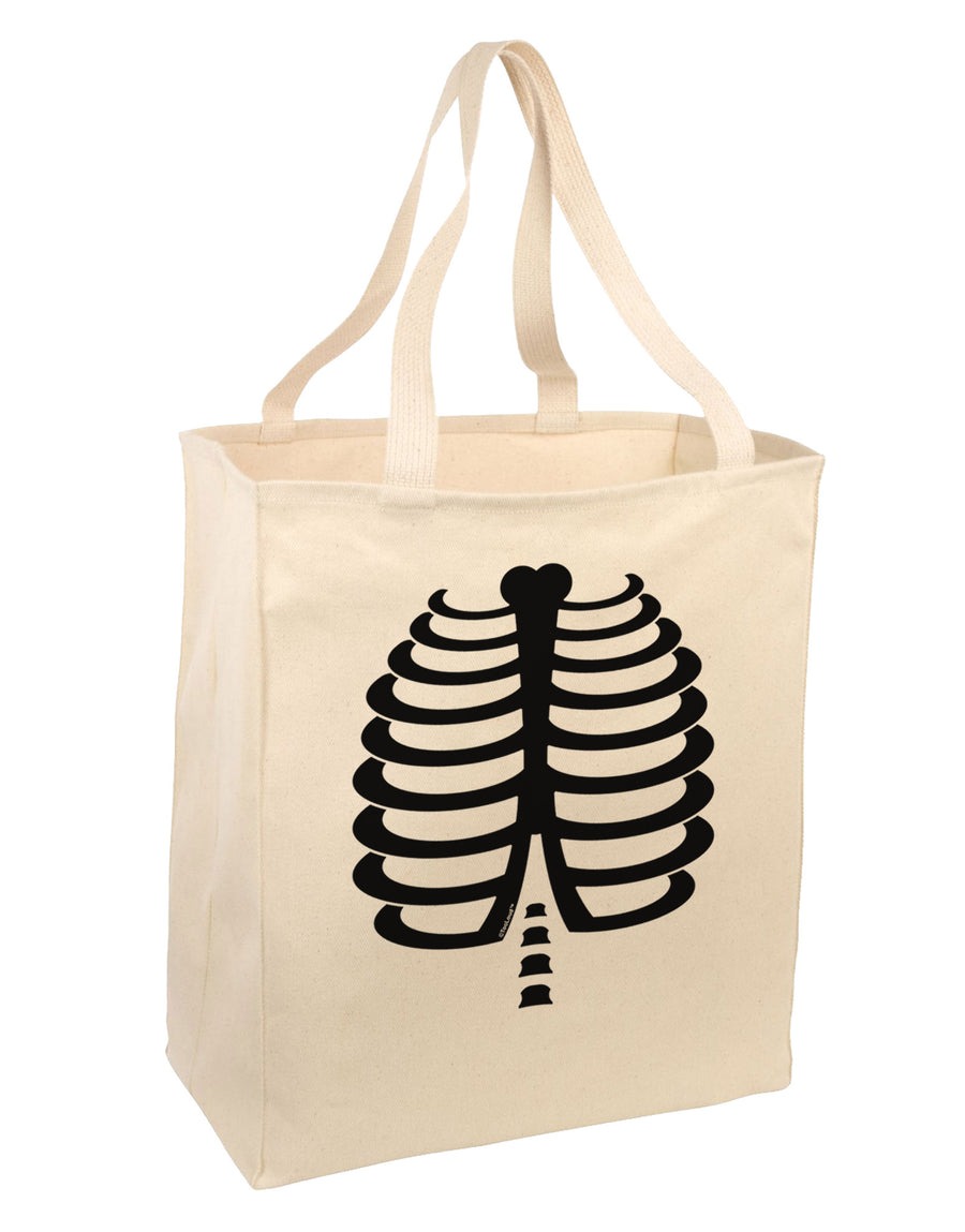 Black Skeleton Ribcage Halloween Large Grocery Tote Bag-Grocery Tote-TooLoud-Natural-Large-Davson Sales