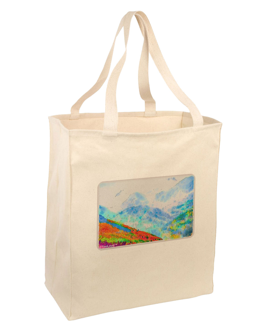 CO Fog Mountains Watercolor Large Grocery Tote Bag-Grocery Tote-TooLoud-Natural-Large-Davson Sales