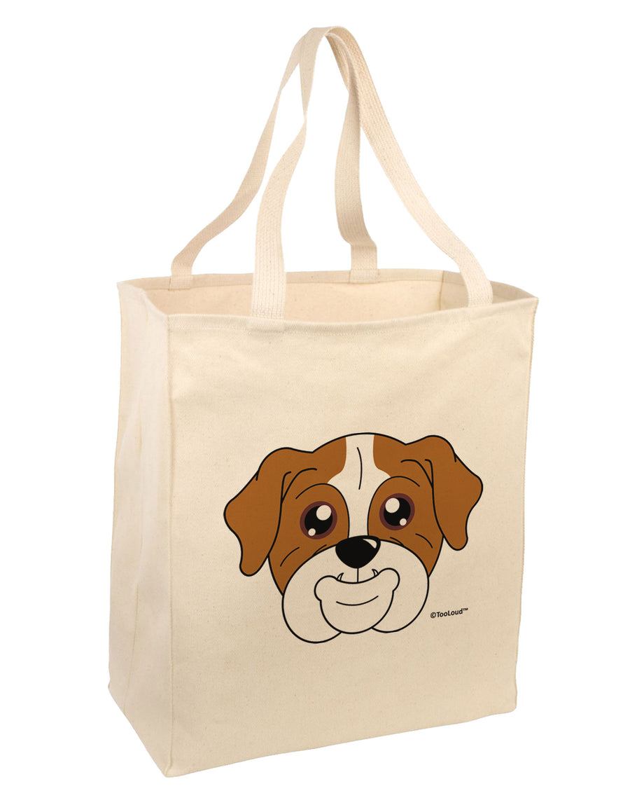 Cute Bulldog - Red Large Grocery Tote Bag by TooLoud-Grocery Tote-TooLoud-Natural-Large-Davson Sales