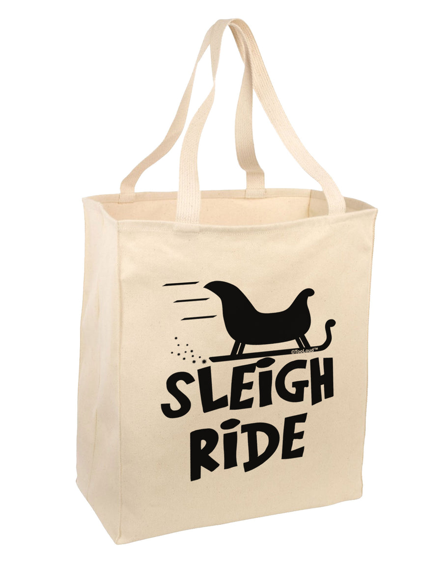 Sleigh Ride BnW Large Grocery Tote Bag-Grocery Tote-TooLoud-Natural-Large-Davson Sales