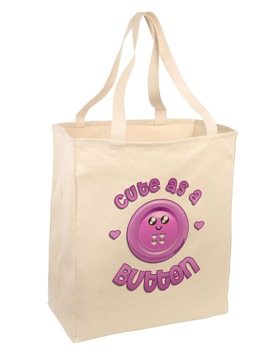 Cute As A Button Smiley Face Large Grocery Tote Bag-Grocery Tote-TooLoud-Natural-Large-Davson Sales