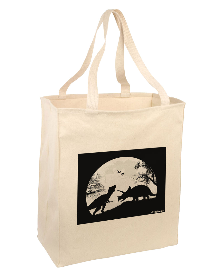 T-Rex and Triceratops Silhouettes Design Large Grocery Tote Bag by TooLoud-Grocery Tote-TooLoud-Natural-Large-Davson Sales