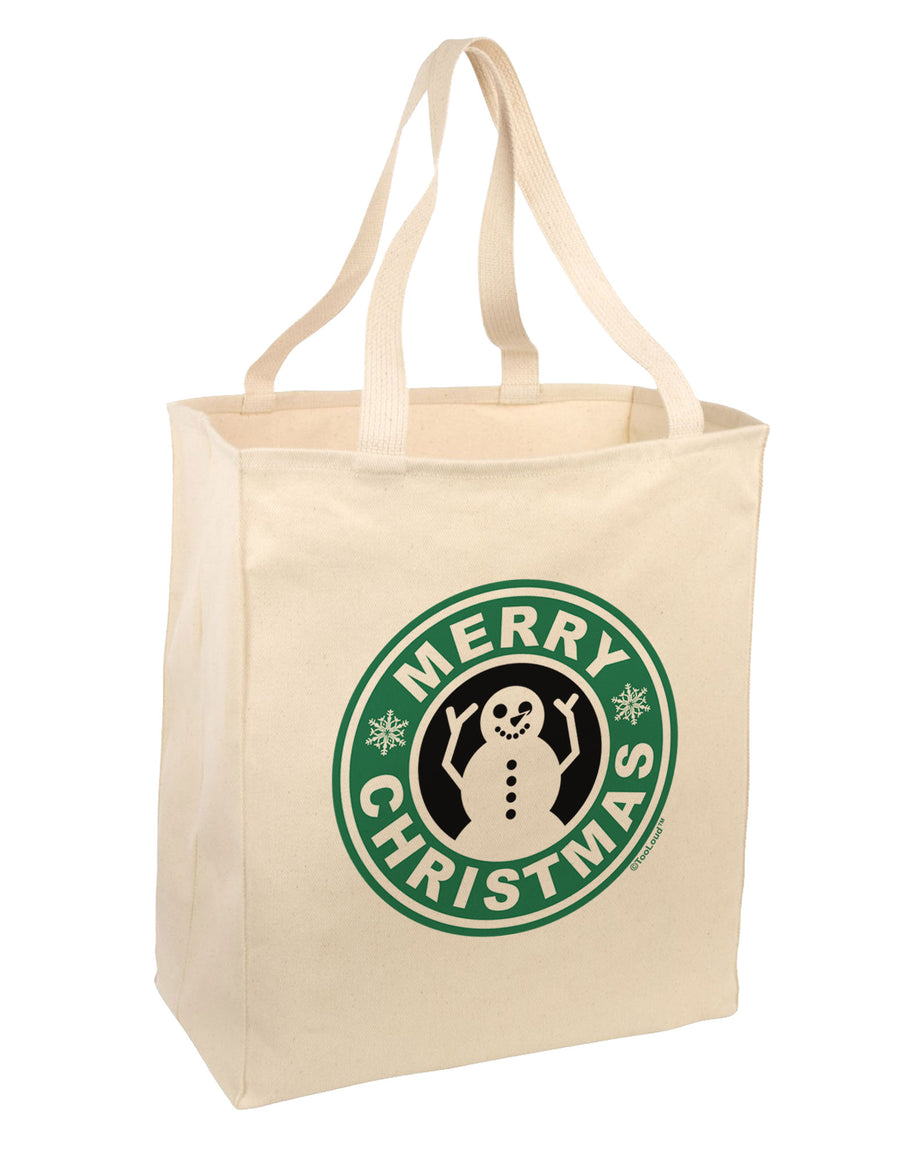 Merry Christmas Latte Logo Large Grocery Tote Bag-Grocery Tote-TooLoud-Natural-Large-Davson Sales