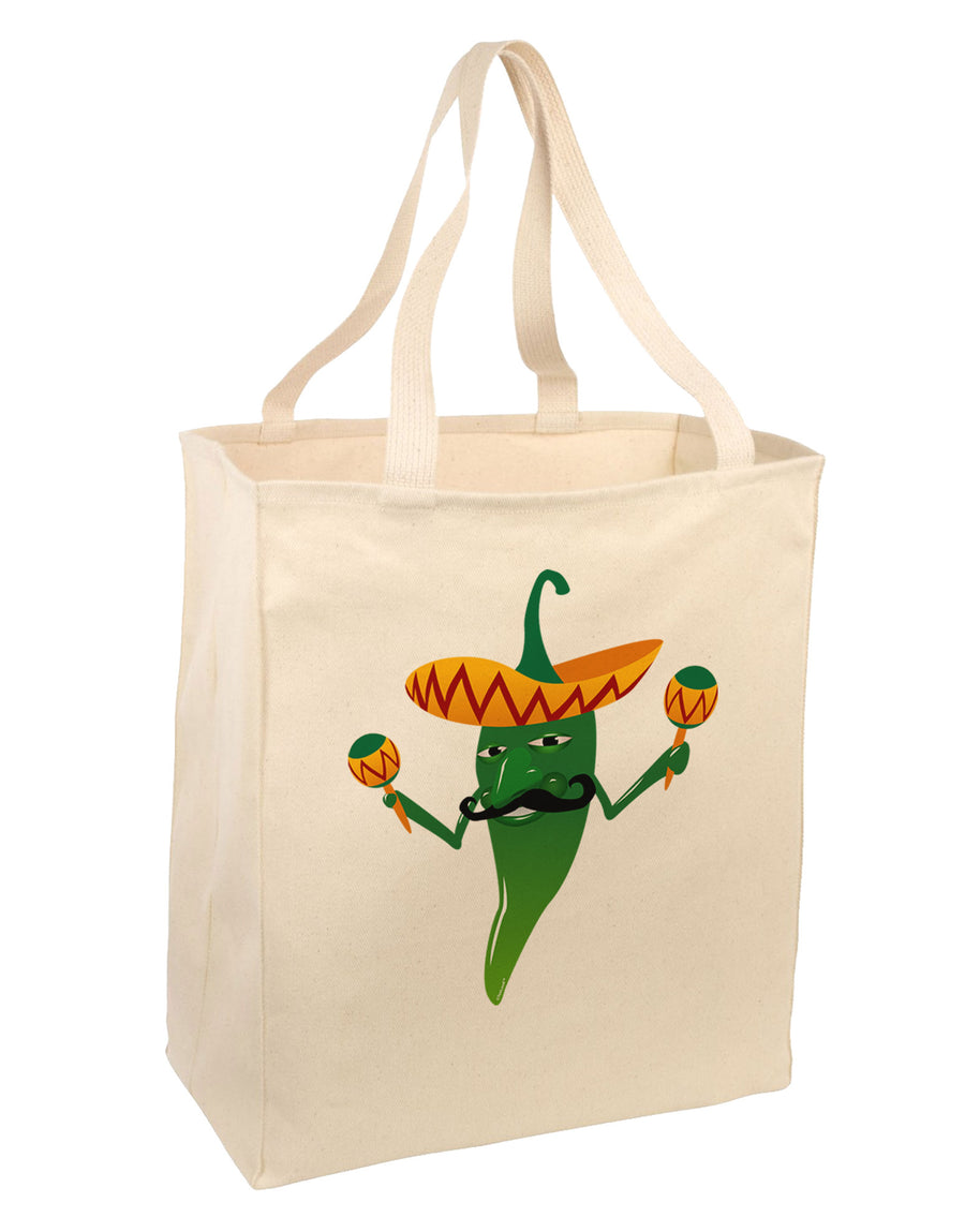 Green Hot Mexican Chili Pepper Large Grocery Tote Bag-Grocery Tote-TooLoud-Natural-Large-Davson Sales