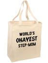 World's Okayest Step-Mom Large Grocery Tote Bag-Grocery Tote-TooLoud-Natural-Large-Davson Sales