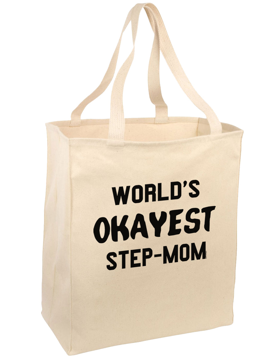 World's Okayest Step-Mom Large Grocery Tote Bag-Grocery Tote-TooLoud-Natural-Large-Davson Sales