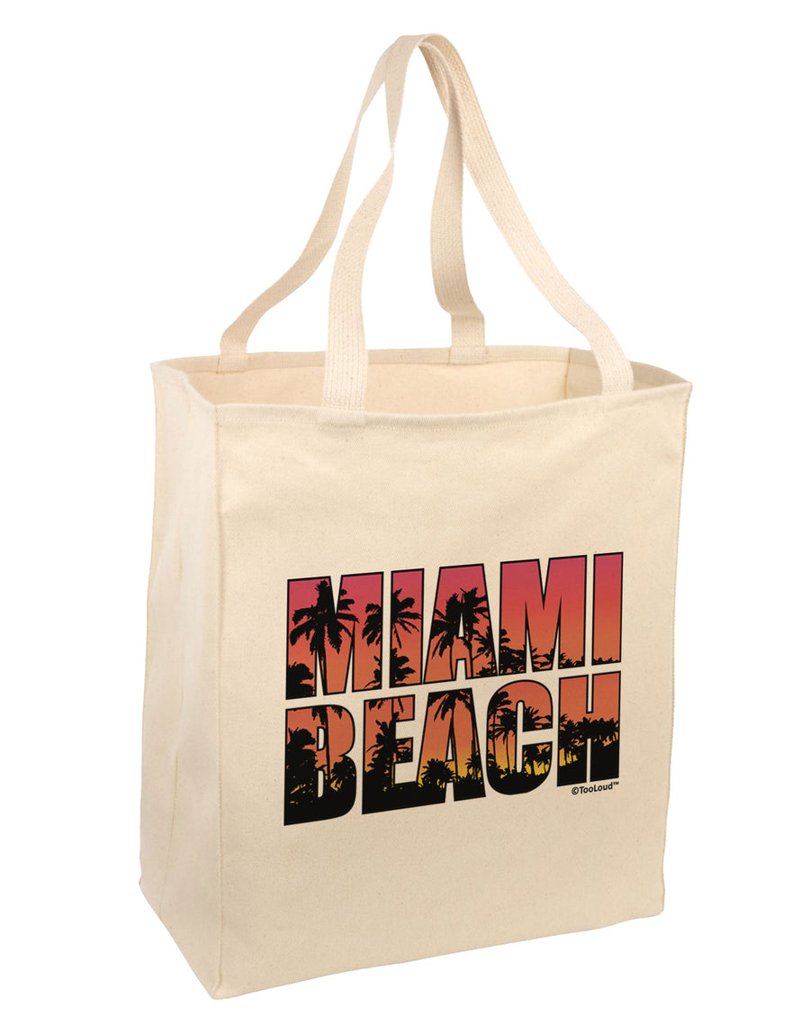 Miami Beach - Sunset Palm Trees Large Grocery Tote Bag by TooLoud-Grocery Tote-TooLoud-Natural-Large-Davson Sales