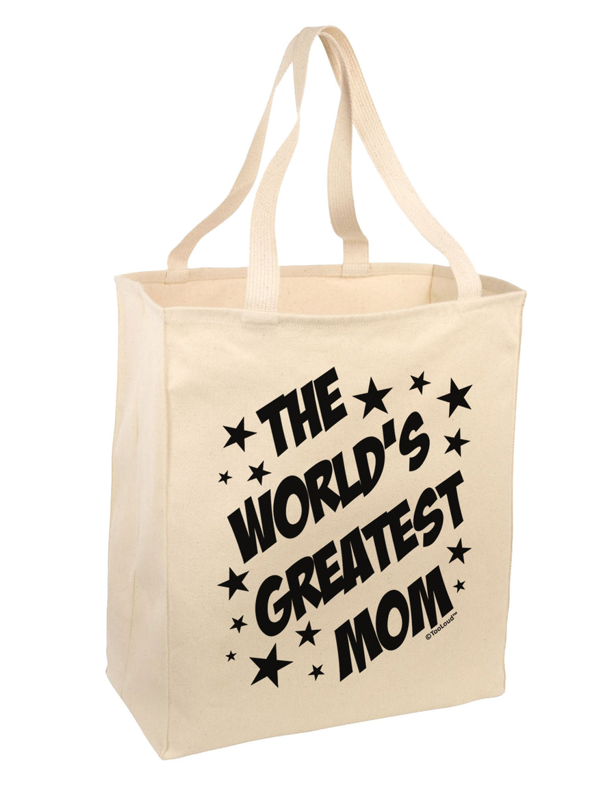 The World's Greatest Mom - Superhero Style Large Grocery Tote Bag by TooLoud-Grocery Tote-TooLoud-Natural-Large-Davson Sales