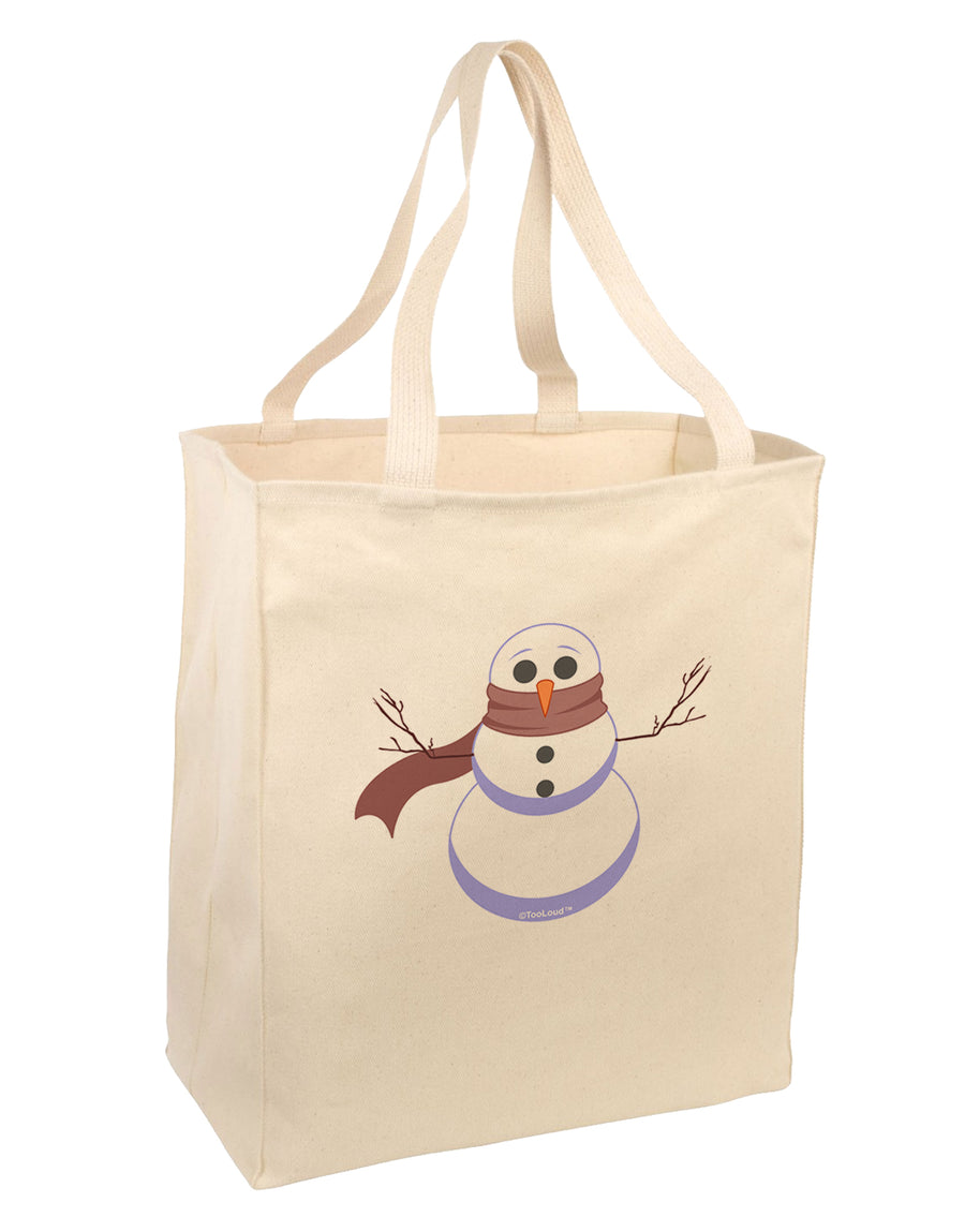 Snowman with Scarf Design Large Grocery Tote Bag-Grocery Tote-TooLoud-Natural-Large-Davson Sales