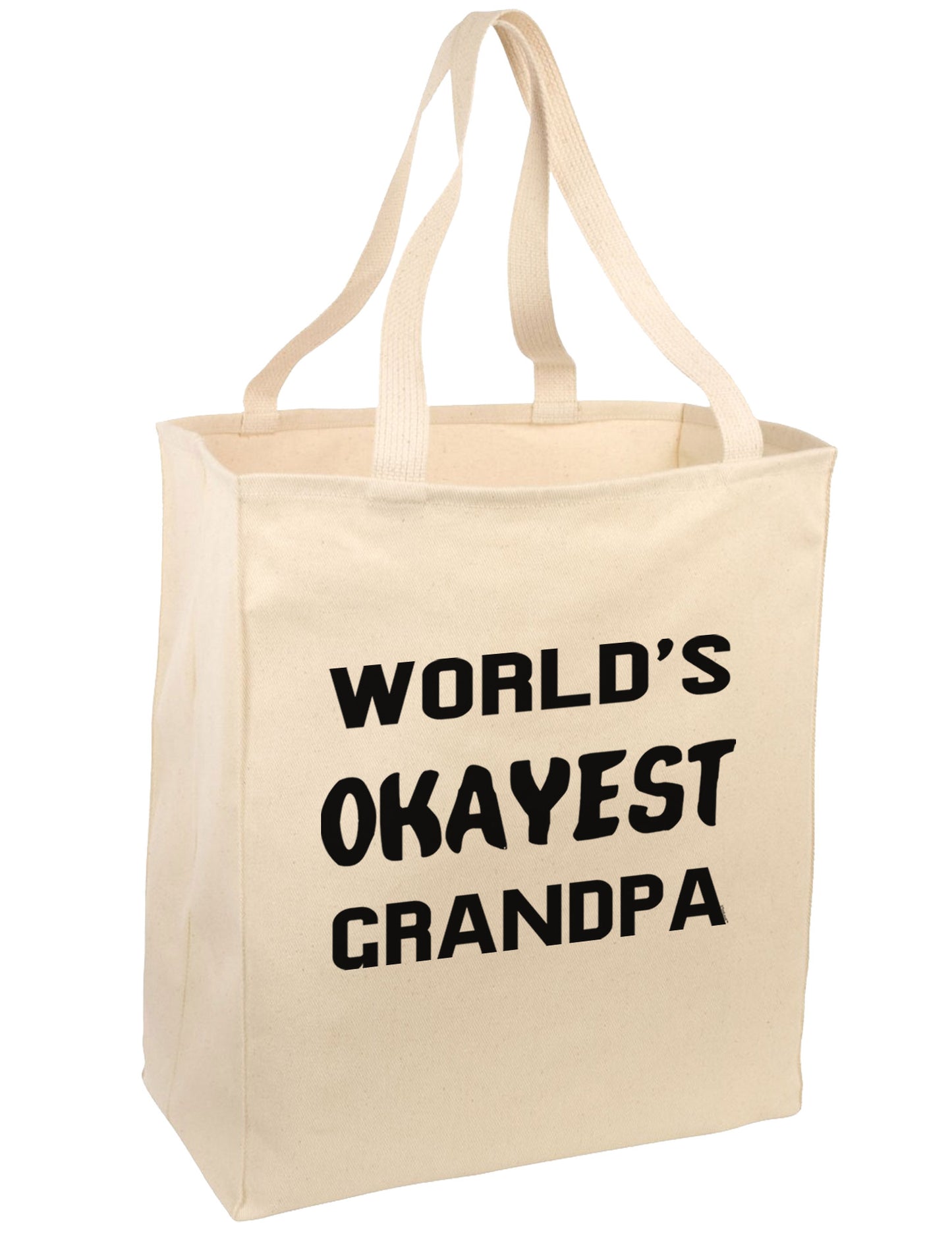 World's Okayest Grandpa Large Grocery Tote Bag-Grocery Tote-TooLoud-Natural-Large-Davson Sales