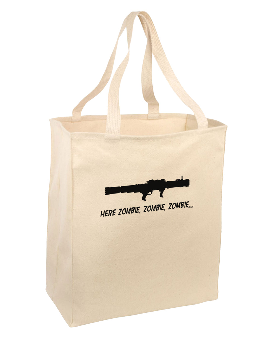 Here Zombie Zombie Zombie Bazooka Large Grocery Tote Bag-Grocery Tote-TooLoud-Natural-Large-Davson Sales