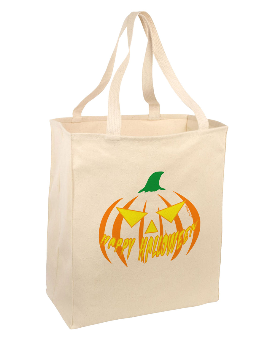 Happy Halloween Jack Yellow Large Grocery Tote Bag-Grocery Tote-TooLoud-Natural-Large-Davson Sales