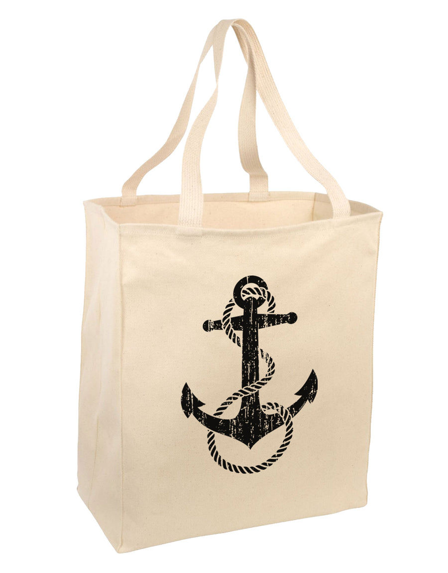 Distressed Nautical Sailor Rope Anchor Large Grocery Tote Bag-Grocery Tote-TooLoud-Natural-Large-Davson Sales