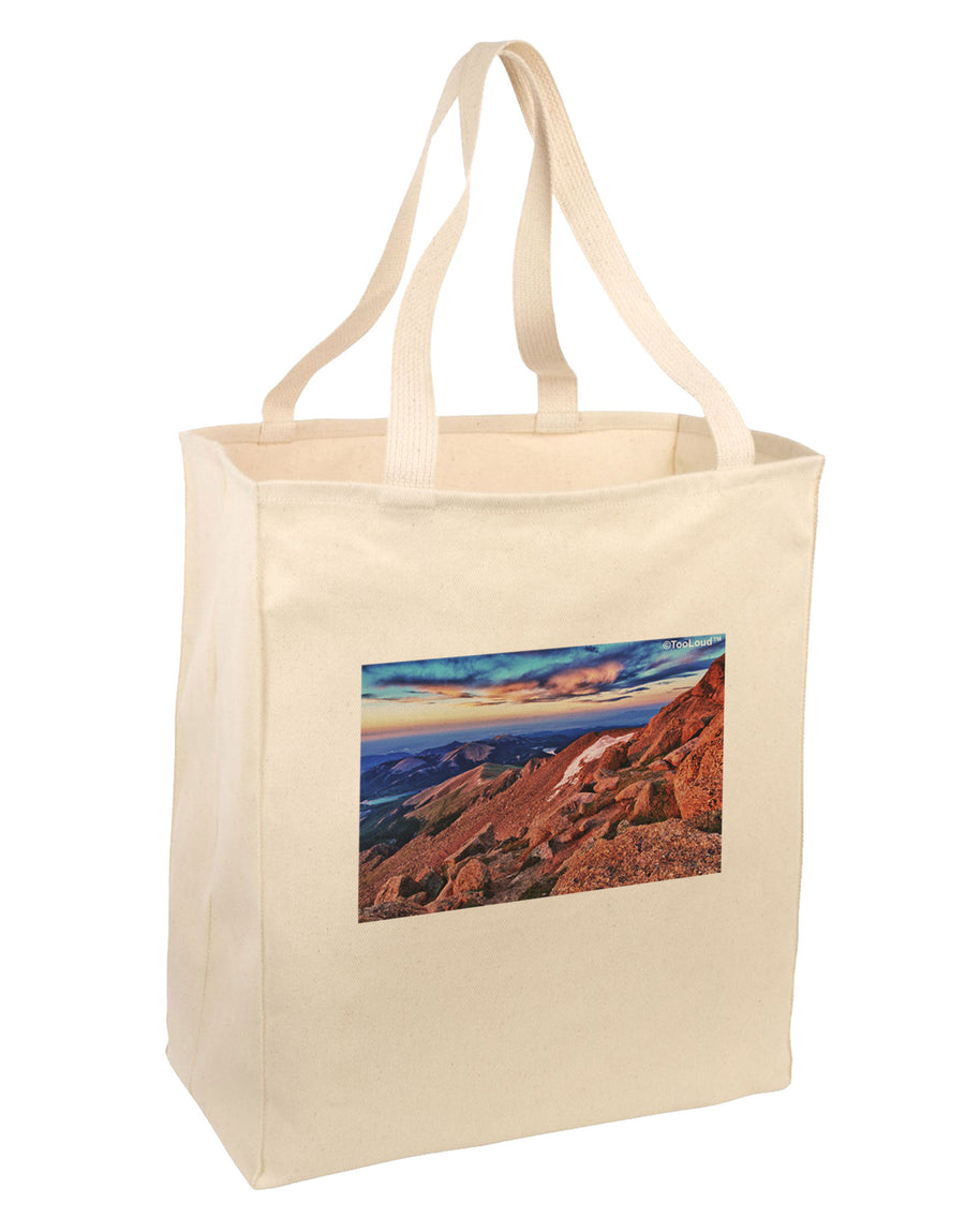 Colorado Mtn Sunset Large Grocery Tote Bag-Grocery Tote-TooLoud-Natural-Large-Davson Sales