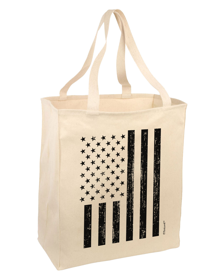 Stamp Style American Flag - Distressed Large Grocery Tote Bag by TooLoud-Grocery Tote-TooLoud-Natural-Large-Davson Sales