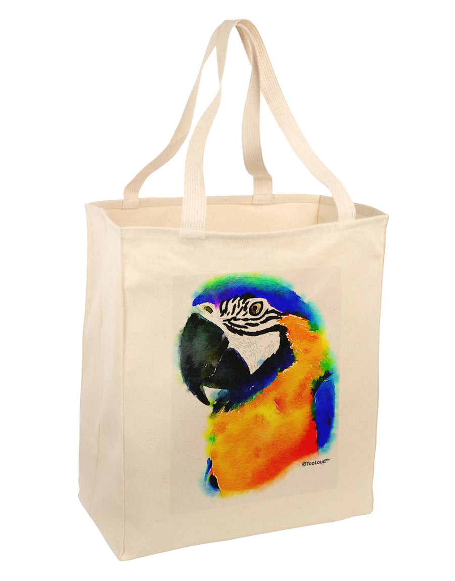 Brightly Colored Parrot Watercolor Large Grocery Tote Bag-Grocery Tote-TooLoud-Natural-Large-Davson Sales