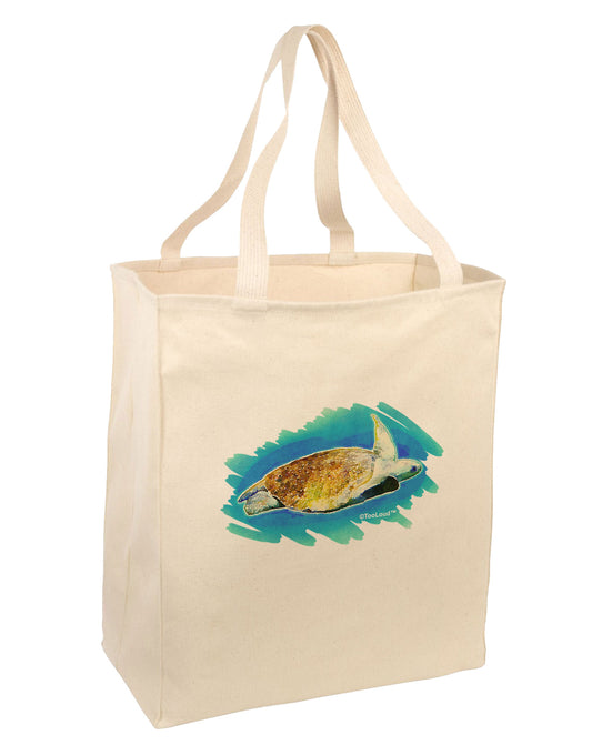 Turtle Watercolor Large Grocery Tote Bag-Grocery Tote-TooLoud-Natural-Large-Davson Sales