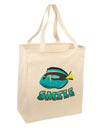 Blue Tang Fish - Smile Large Grocery Tote Bag-Natural-Grocery Tote-TooLoud-Natural-Large-Davson Sales