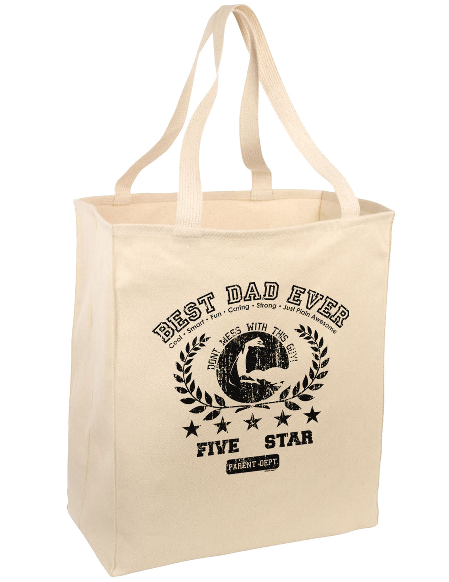 Best Dad Ever Distressed Collegiate Large Grocery Tote Bag-Grocery Tote-TooLoud-Natural-Large-Davson Sales