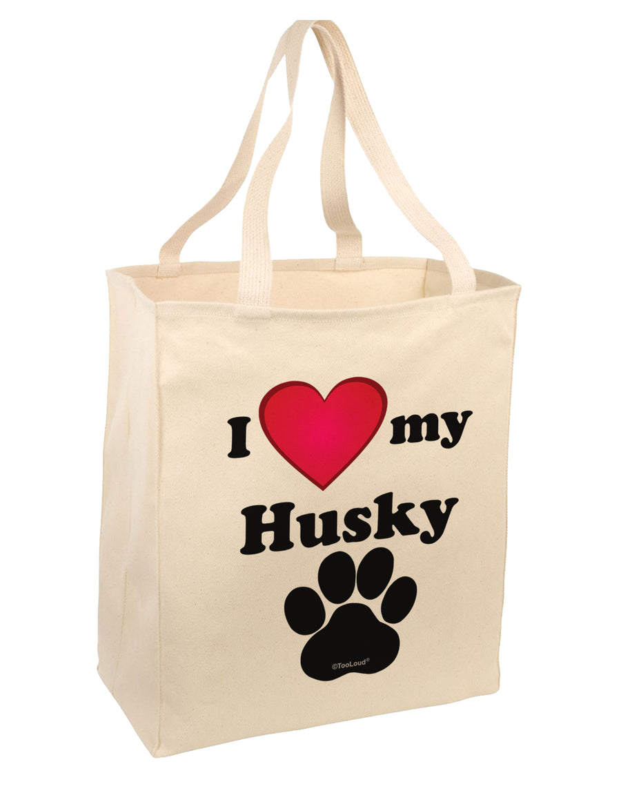 I Heart My Husky Large Grocery Tote Bag-Natural by TooLoud-Grocery Tote-TooLoud-Natural-Large-Davson Sales