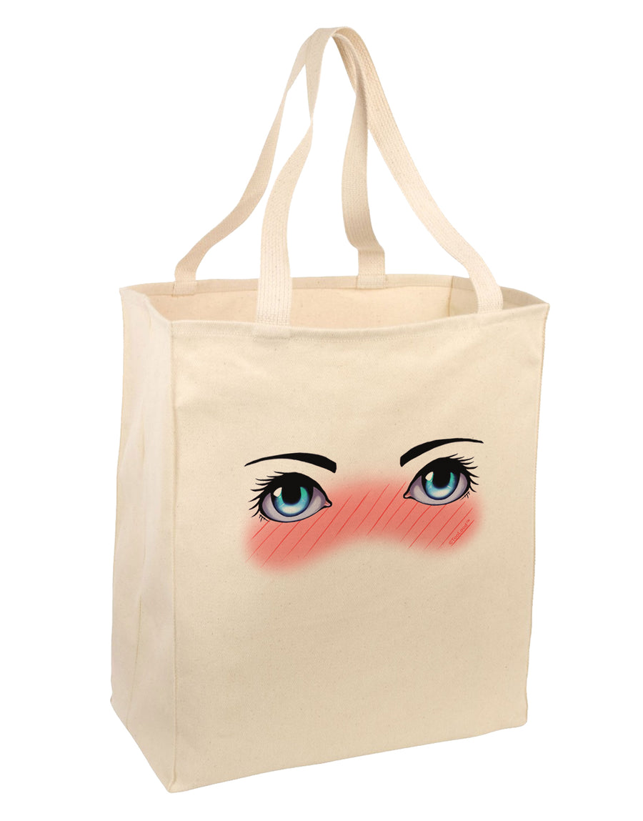 Blushing Anime Eyes Large Grocery Tote Bag by TooLoud-Grocery Tote-TooLoud-Natural-Large-Davson Sales