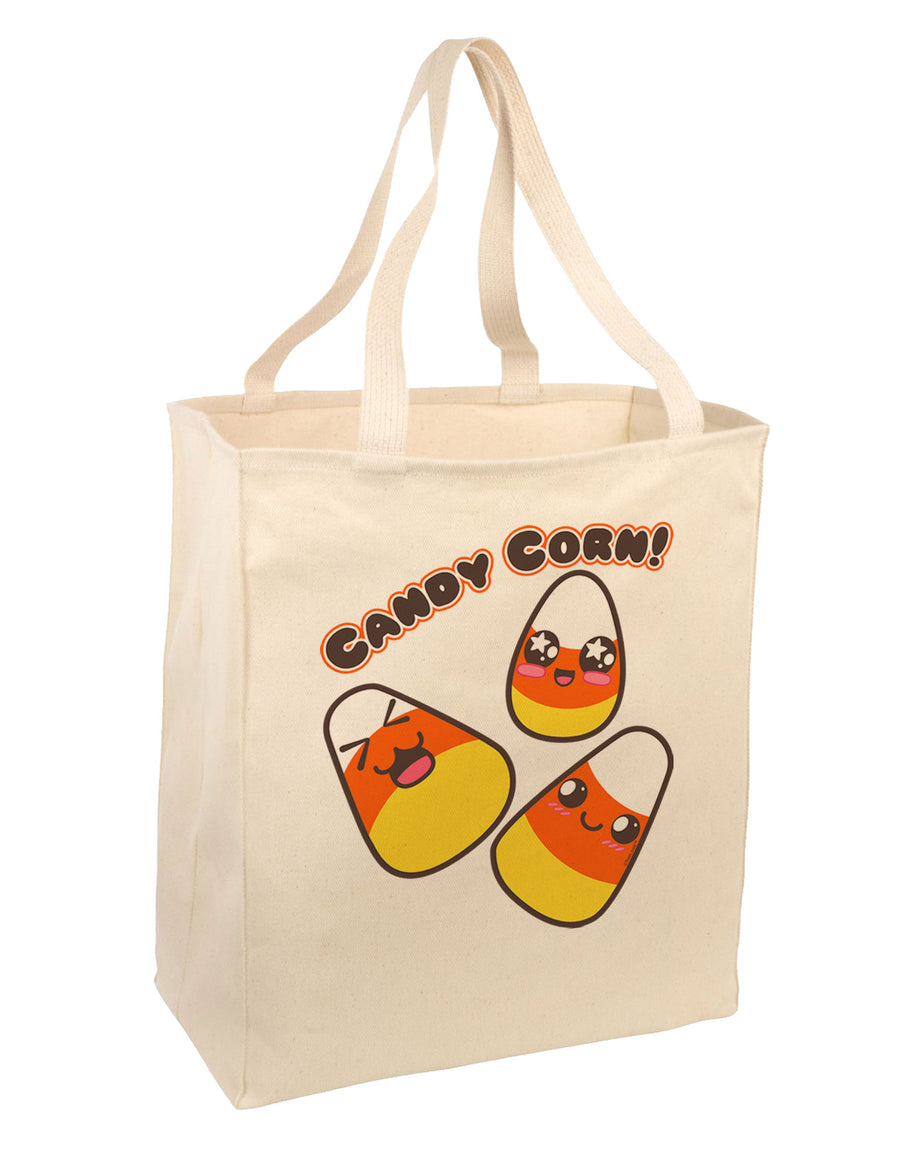 Cute Kawaii Candy Corn Halloween Large Grocery Tote Bag-Grocery Tote-TooLoud-Natural-Large-Davson Sales