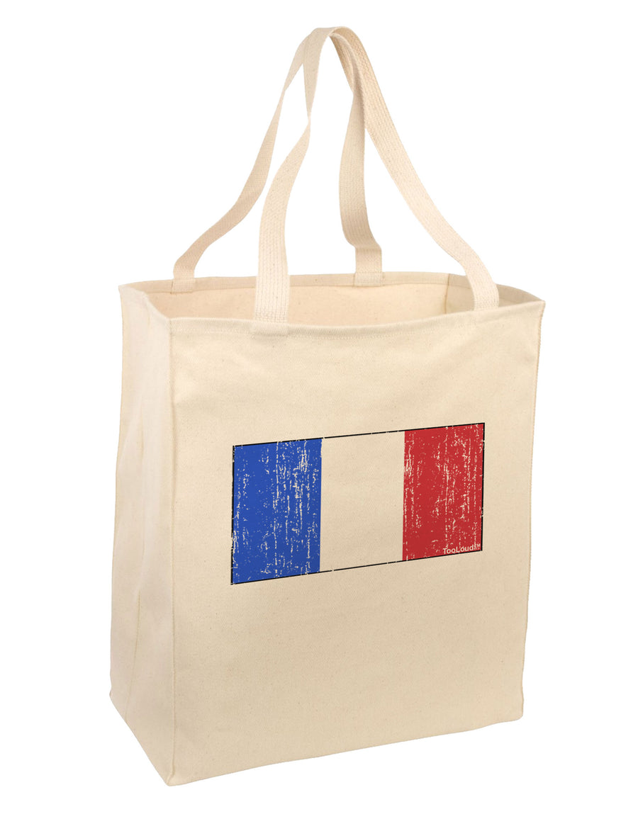 French Flag - France Distressed Large Grocery Tote Bag by TooLoud-Grocery Tote-TooLoud-Natural-Large-Davson Sales