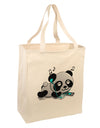 Cute Panda With Ear Buds Large Grocery Tote Bag-Grocery Tote-TooLoud-Natural-Large-Davson Sales