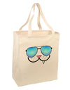 Kyu-T Face - Snaggle Cool Sunglasses Large Grocery Tote Bag-Grocery Tote-TooLoud-Natural-Large-Davson Sales