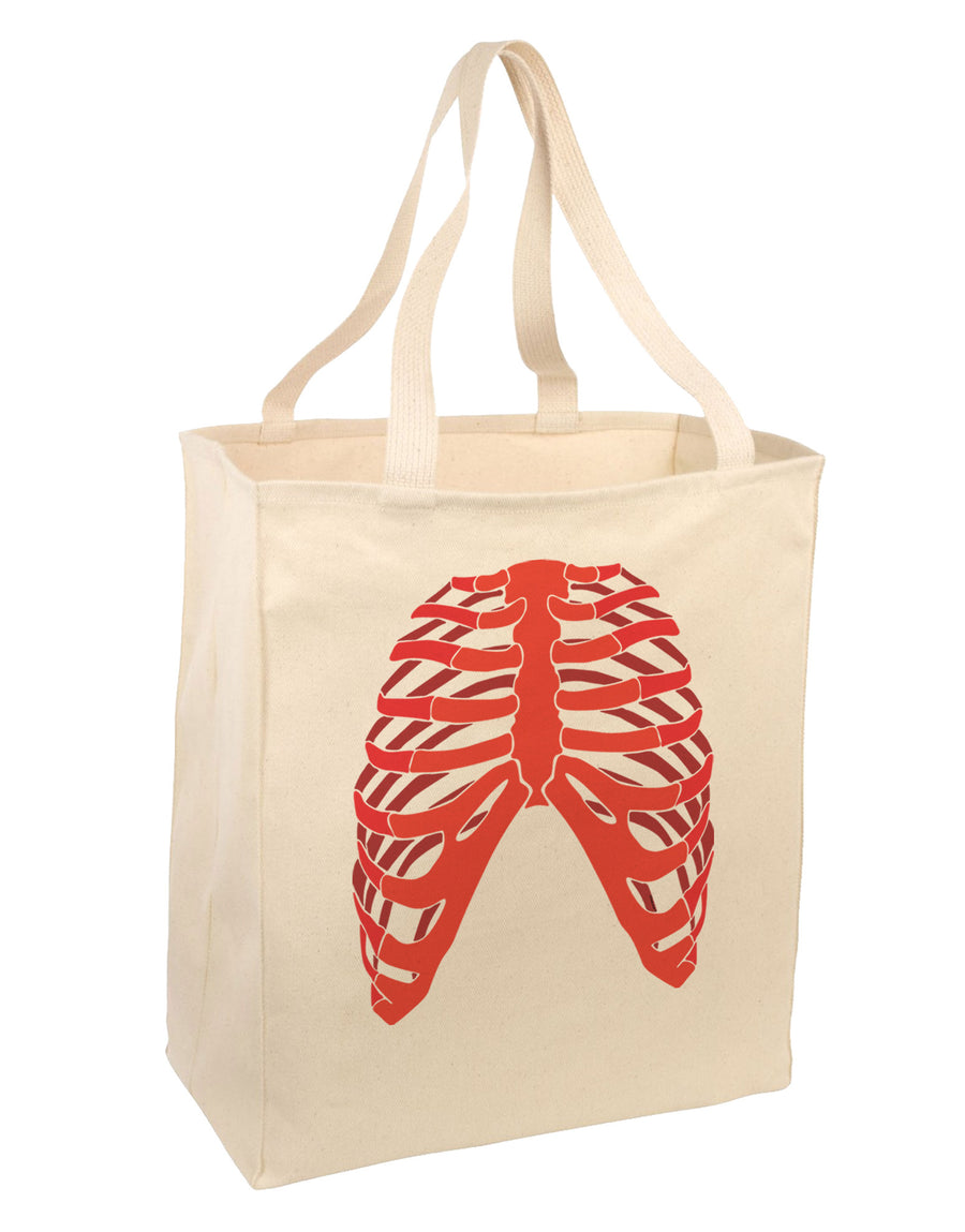 Human Red Skeleton Bones Ribcage Large Grocery Tote Bag-Grocery Tote-TooLoud-Natural-Large-Davson Sales