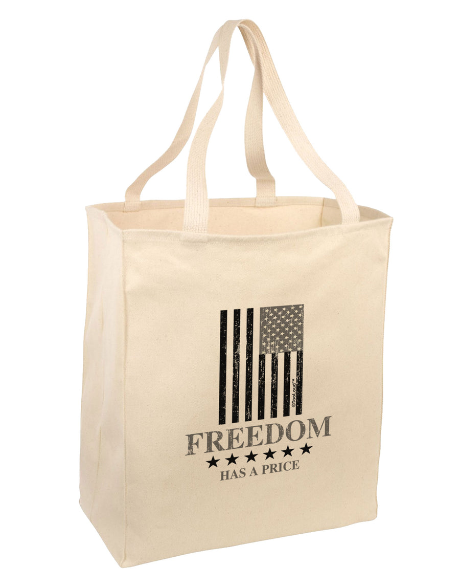 Freedom Flag BnW Large Grocery Tote Bag-Grocery Tote-TooLoud-Natural-Large-Davson Sales