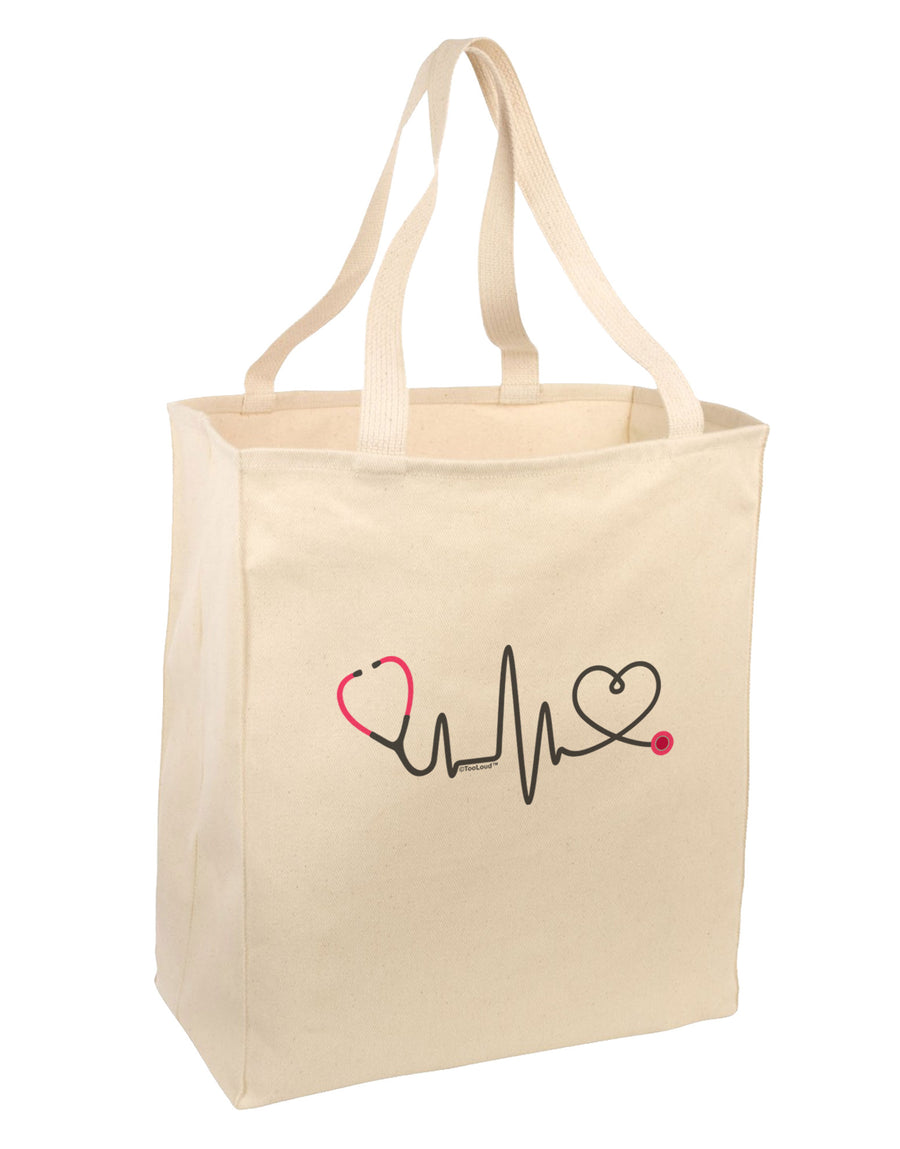 Stethoscope Heartbeat Large Grocery Tote Bag-Grocery Tote-TooLoud-Natural-Large-Davson Sales
