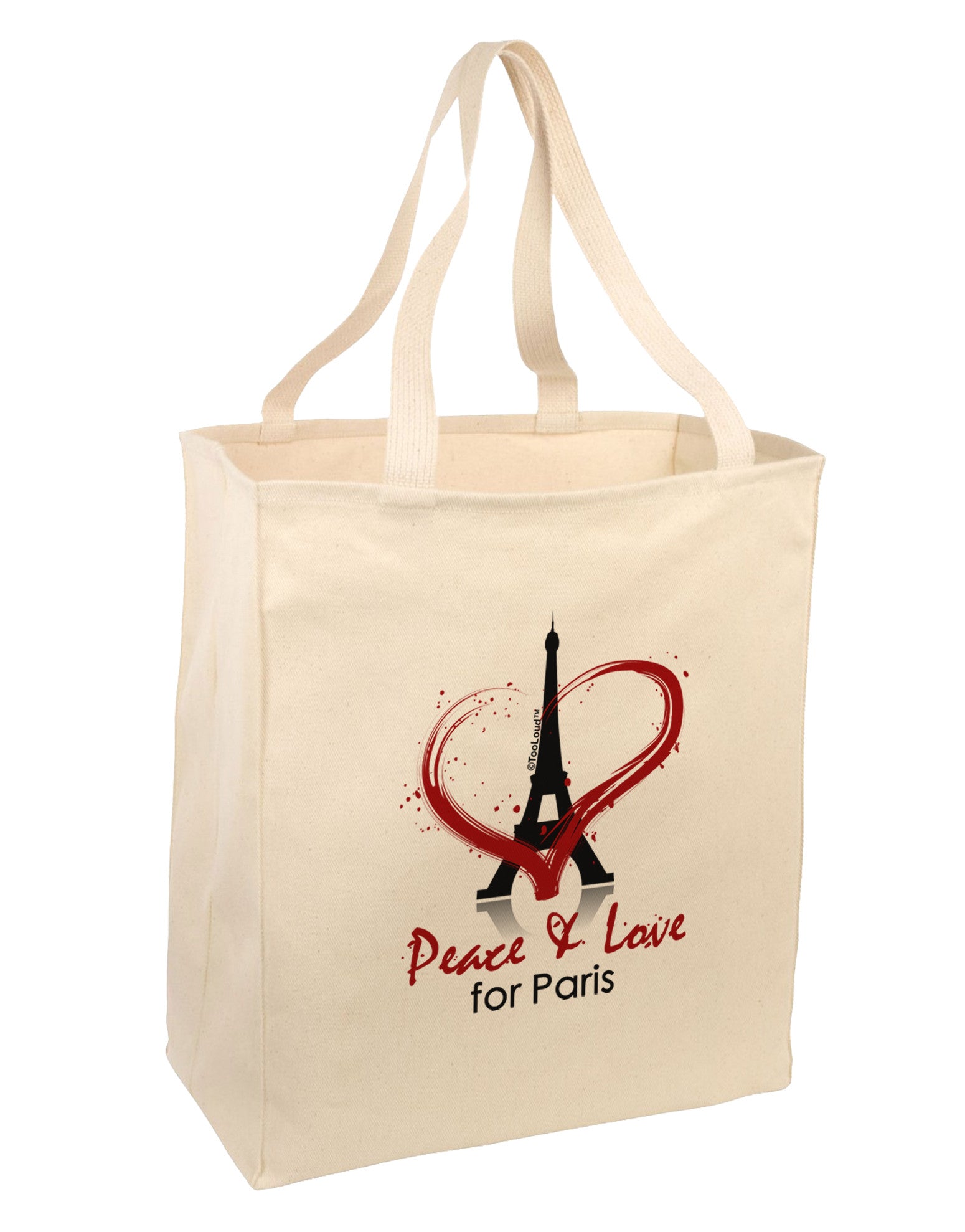 Peace & Love For Paris Large Grocery Tote Bag-Grocery Tote-TooLoud-Natural-Large-Davson Sales