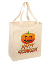 Jack-O-Lantern Watercolor Halloween Large Grocery Tote Bag-Grocery Tote-TooLoud-Natural-Large-Davson Sales