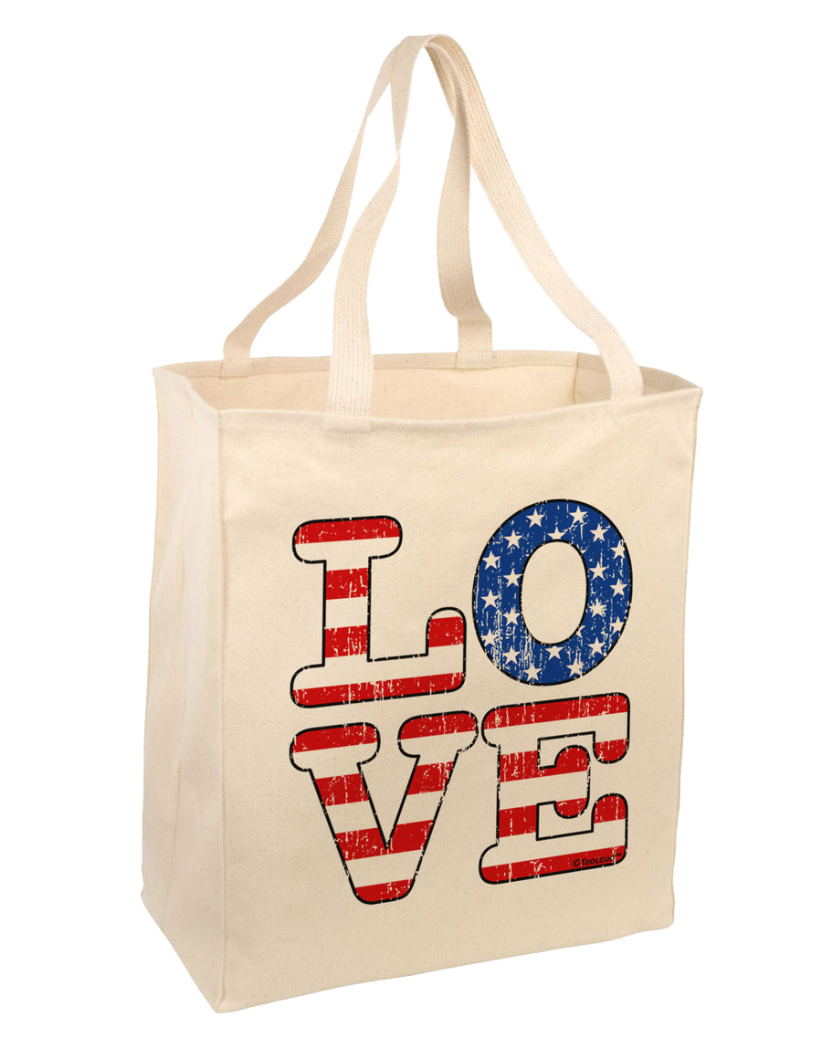 American Love Design - Distressed Large Grocery Tote Bag by TooLoud-Grocery Tote-TooLoud-Natural-Large-Davson Sales